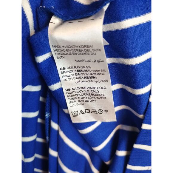 Chicos Skirt Womens 2 Blue Striped Maxi A Line Flowy Nautical Stretch Pull On - Picture 4 of 4